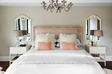 Inspiration for a timeless master bedroom remodel in Toronto with beige walls