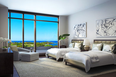 ハワイにあるトロピカルスタイルのおしゃれな寝室