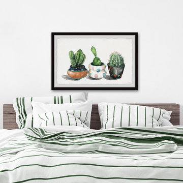 "Party Pots Cactus" Framed Painting Print