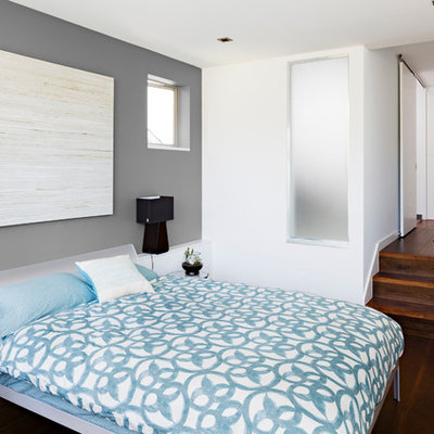 Inspiration for a contemporary dark wood floor bedroom remodel in Seattle with gray walls