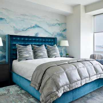 75 Wallpaper Bedroom with Blue Walls Ideas You'll Love - February, 2023 |  Houzz