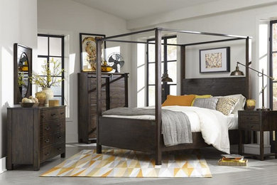 Bedroom - large transitional master vinyl floor and gray floor bedroom idea in Vancouver with gray walls and no fireplace