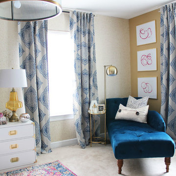 Pink and Blue Transitional Bedroom