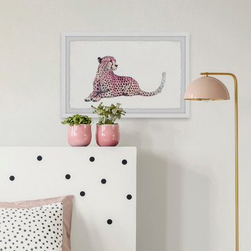 "Pink Cheetah" Framed Painting Print