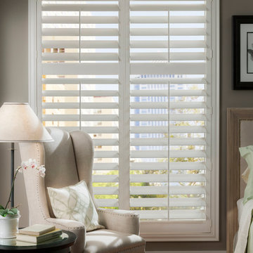Plantation Shutters for Cozy City Bedroom