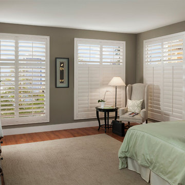 Plantation Shutters for Cozy City Bedroom