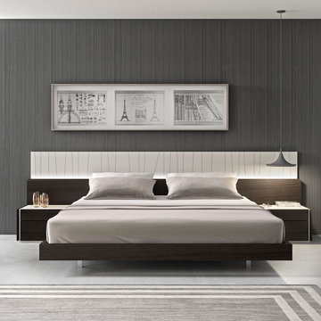 Porto Platform Bed / Light Grey Lacquer and Wenge