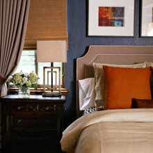 orange and blue bedroom