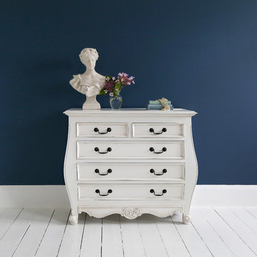 Provencal Bombe White Chest of Drawers