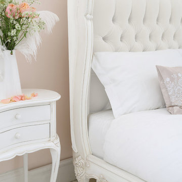 Provencal Ivory Velvet Upholstered Bed