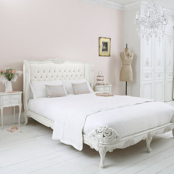 Provencal Ivory Velvet Upholstered Bed