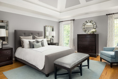 Modern grey and silver bedroom in Louisville.