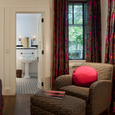 Inspiration for a timeless bedroom remodel in Other with white walls