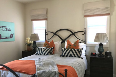 Small transitional guest bedroom photo in Orange County