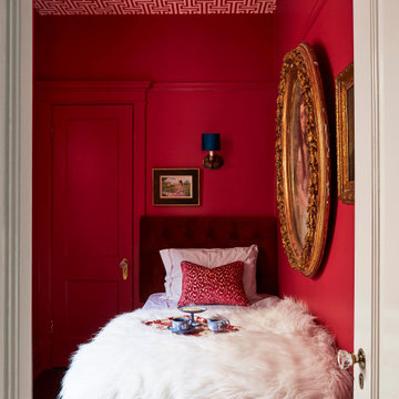 Raspberry Guestroom and Vintage Entry