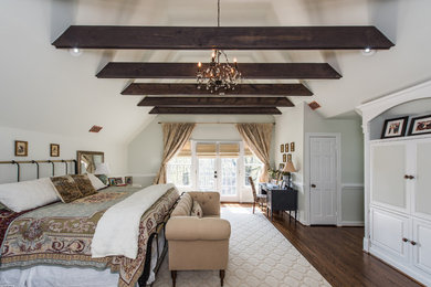 Inspiration for a large transitional master dark wood floor and brown floor bedroom remodel in DC Metro with no fireplace