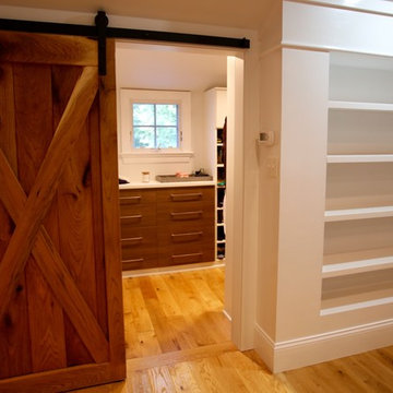Reclaimed Lumber Bedroom Suite Backdrop/ Barn Door and Built in Cabinetry