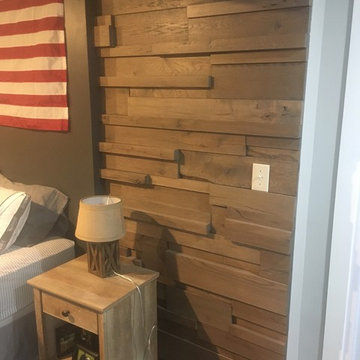 Reclaimed stacked wood walls