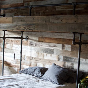Reclaimed wall loft bed