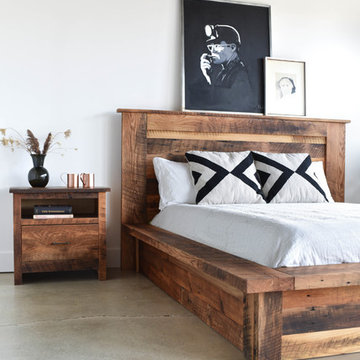 Reclaimed Wood Platform Bed and Nighstand