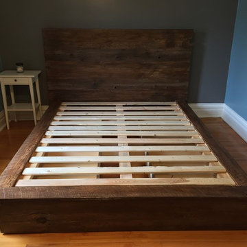 Reclaimed wood Platform bed with 4 drawer storage