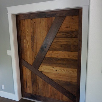 Reclaimed wood wall, kitchen, bath, floors, railings