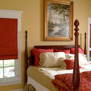 Red Roman Shades Bedroom