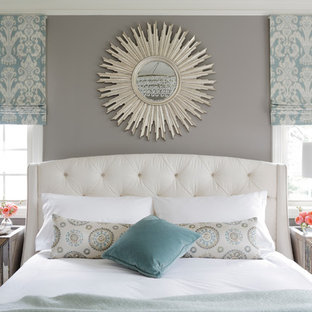 Inspiration for a large transitional master bedroom remodel in Atlanta with gray walls