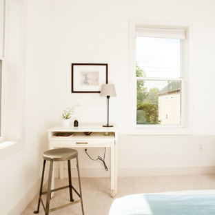 Example of a trendy bedroom design in Other with white walls