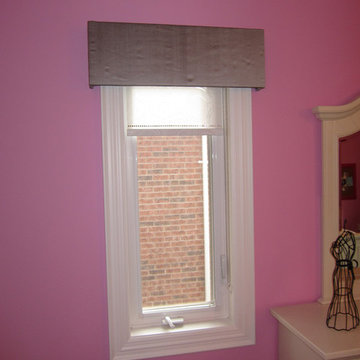Roller shade with custom cornice in  a King City home