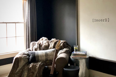Bedroom - bedroom idea in Charlotte with black walls