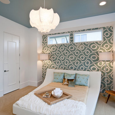 Trendy bedroom photo in Austin with multicolored walls