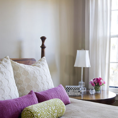 Eclectic bedroom photo in Boston with white walls