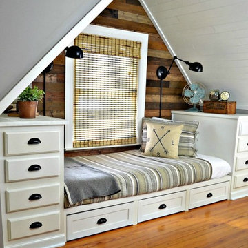 Rustic and Industrial Dormer Bedroom with Custom Built-in Bed