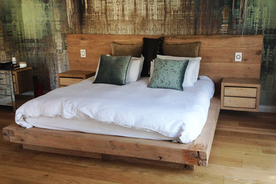 Rustic Oak Floating Bed
