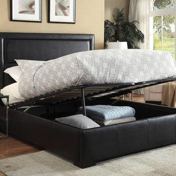 Salem Upholstered Storage Bed, Black PU