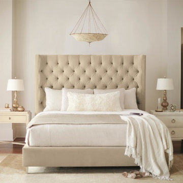Salon King Upholstered Panel Bed with Diamond Tufting by Bernhardt