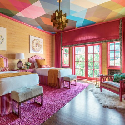 Eclectic guest medium tone wood floor bedroom photo in San Francisco