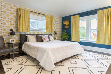 Example of a transitional bedroom design in Portland
