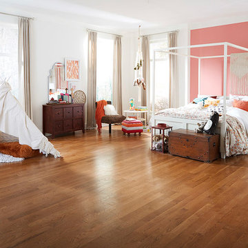Boho, Pink Girl's Bedroom - Hampton Gunstock, Solid, Red Oak Hardwood