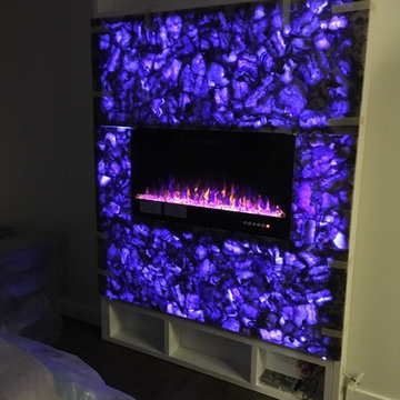 Semi precious Amethyst fireplace surround