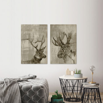 Sepia Elk & Moose Diptych
