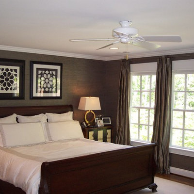 Elegant bedroom photo in Richmond with gray walls