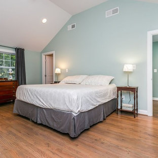Bedroom - large traditional master dark wood floor bedroom idea in Baltimore with green walls and no fireplace