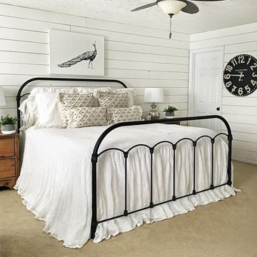 Shabby Chic Bedroom, Cottage Chic White Linen Bedspread