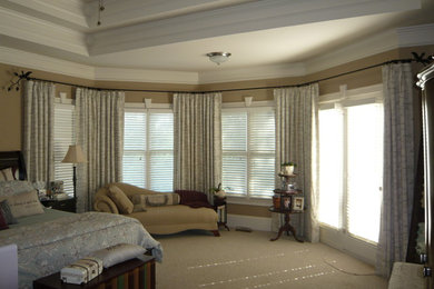 SHARP HOME MASTER BEDROOM french pleated drapes on rods