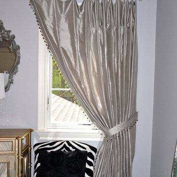 Silk Panel with Tie Back & Trim in Bedroom