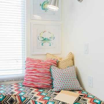 Small & Cozy Window Bench Seat / Reading Nook in Small Colorful Beach Studio
