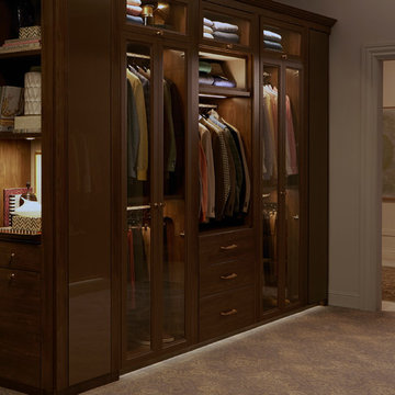 Sophisticated Couple's Walk-in Closet