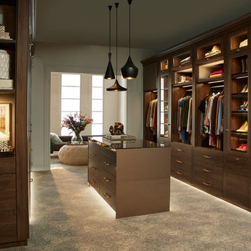 Sophisticated Couple's Walk-in Closet